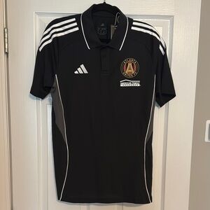 NWT Atlanta United FC Adidas Black and White Polo Shirt with Stripes